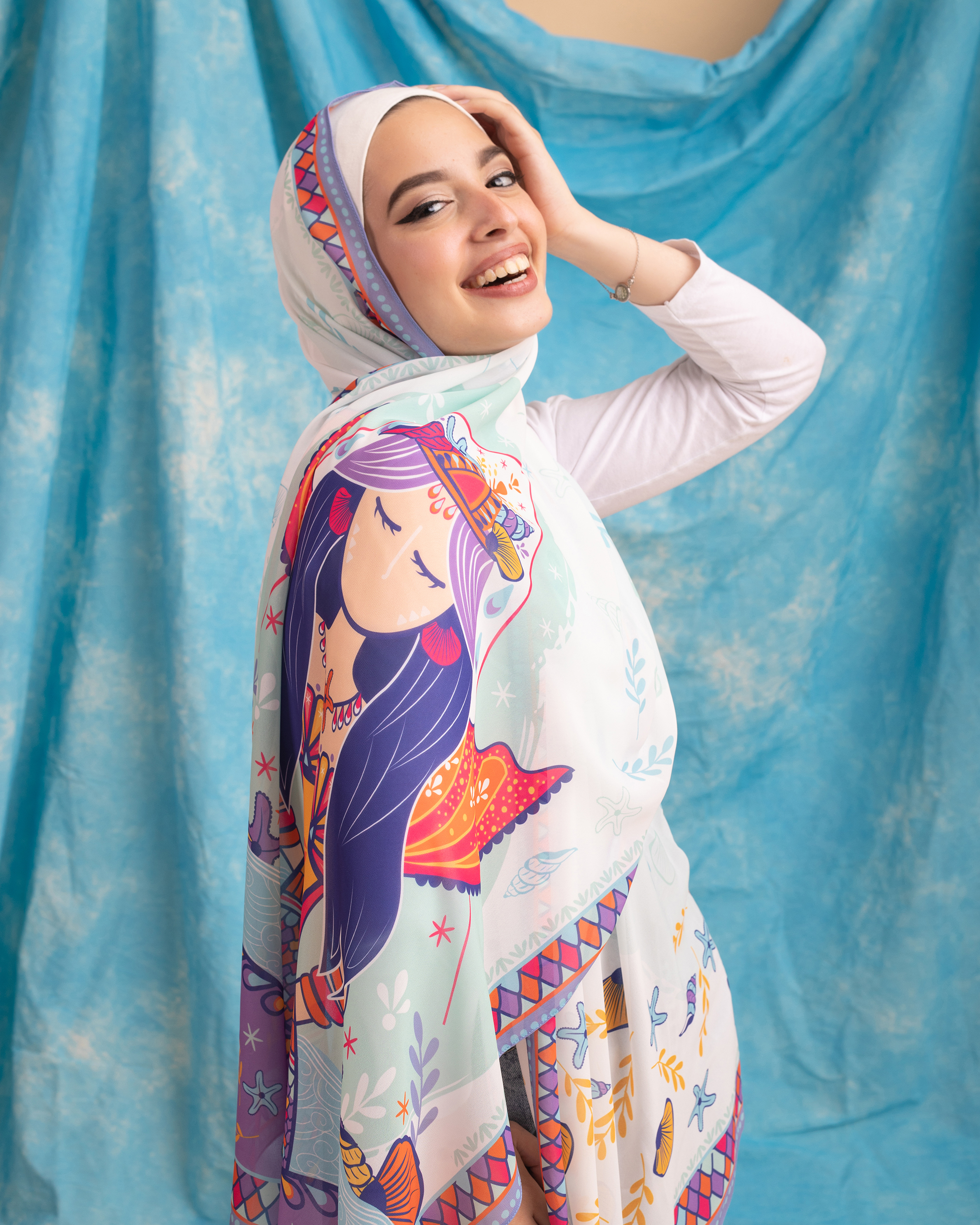 MERMAID MOTIF - RECTANGLE CHIFFON