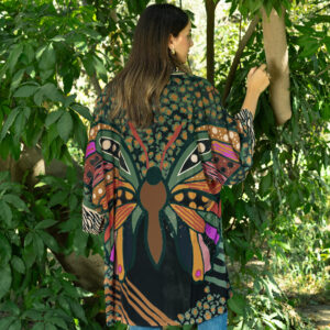 vibrant wings chiffon kimono